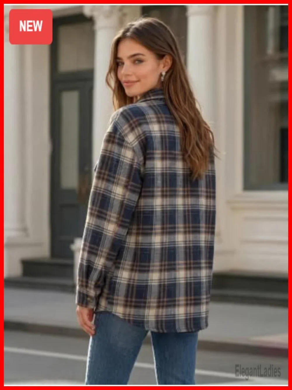 Zeagoo Women's Flannel Plaid Shacket Long Sleeve Button Down Jacket Oversized